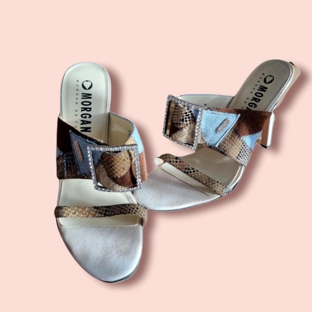 Amazing Morgan de toi y2k Heeled Sandals with diamonte buckle Size 38 uk 5 - Picture 4 of 4